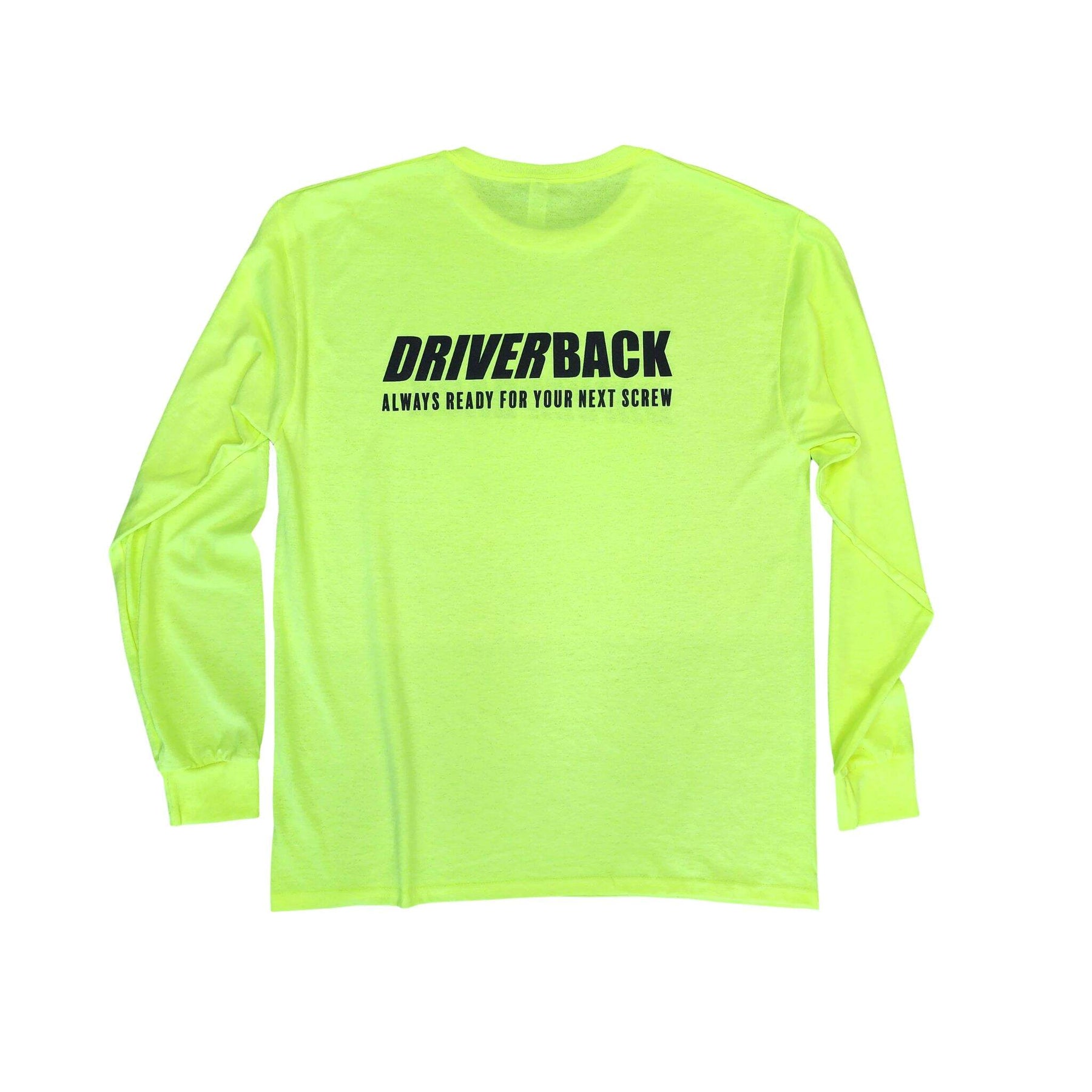 Safety Yellow Long Sleeve Cotton Shirt Back View