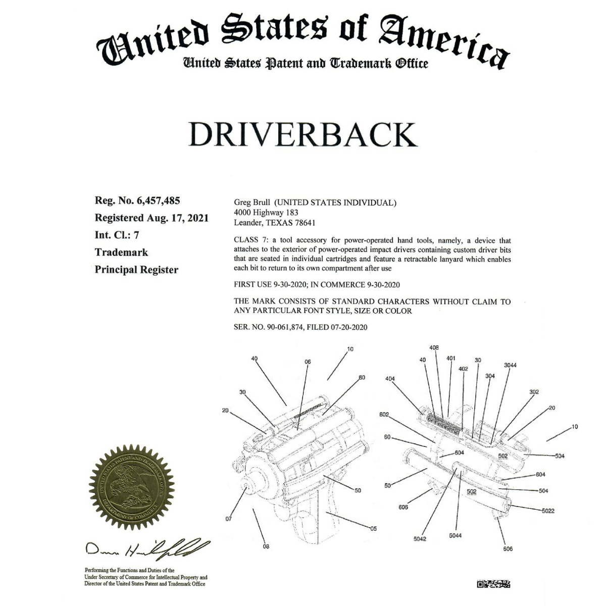 Patent image and Trademark for Driverback